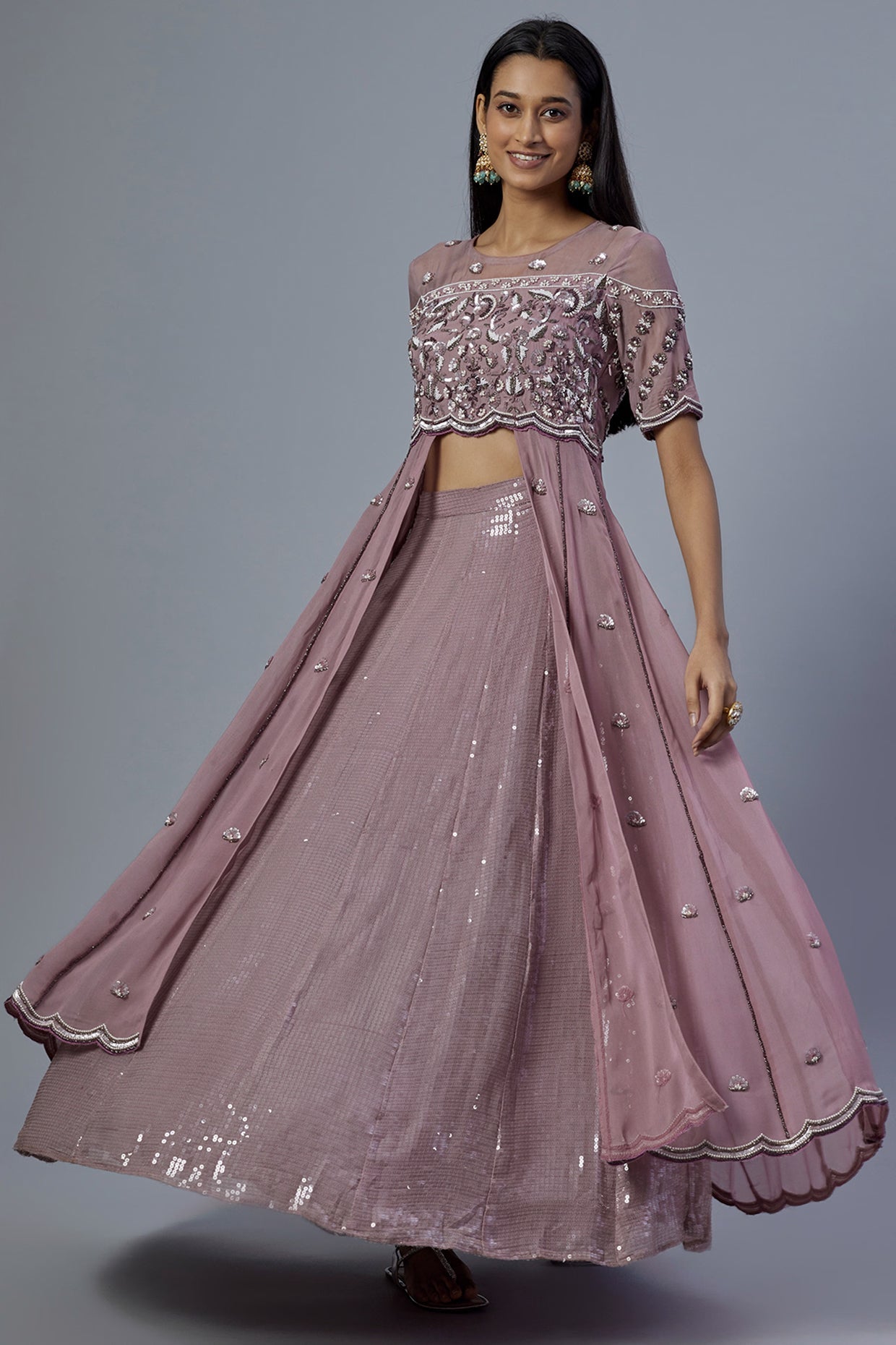 Blush Pink Embroidered Anarkali Set