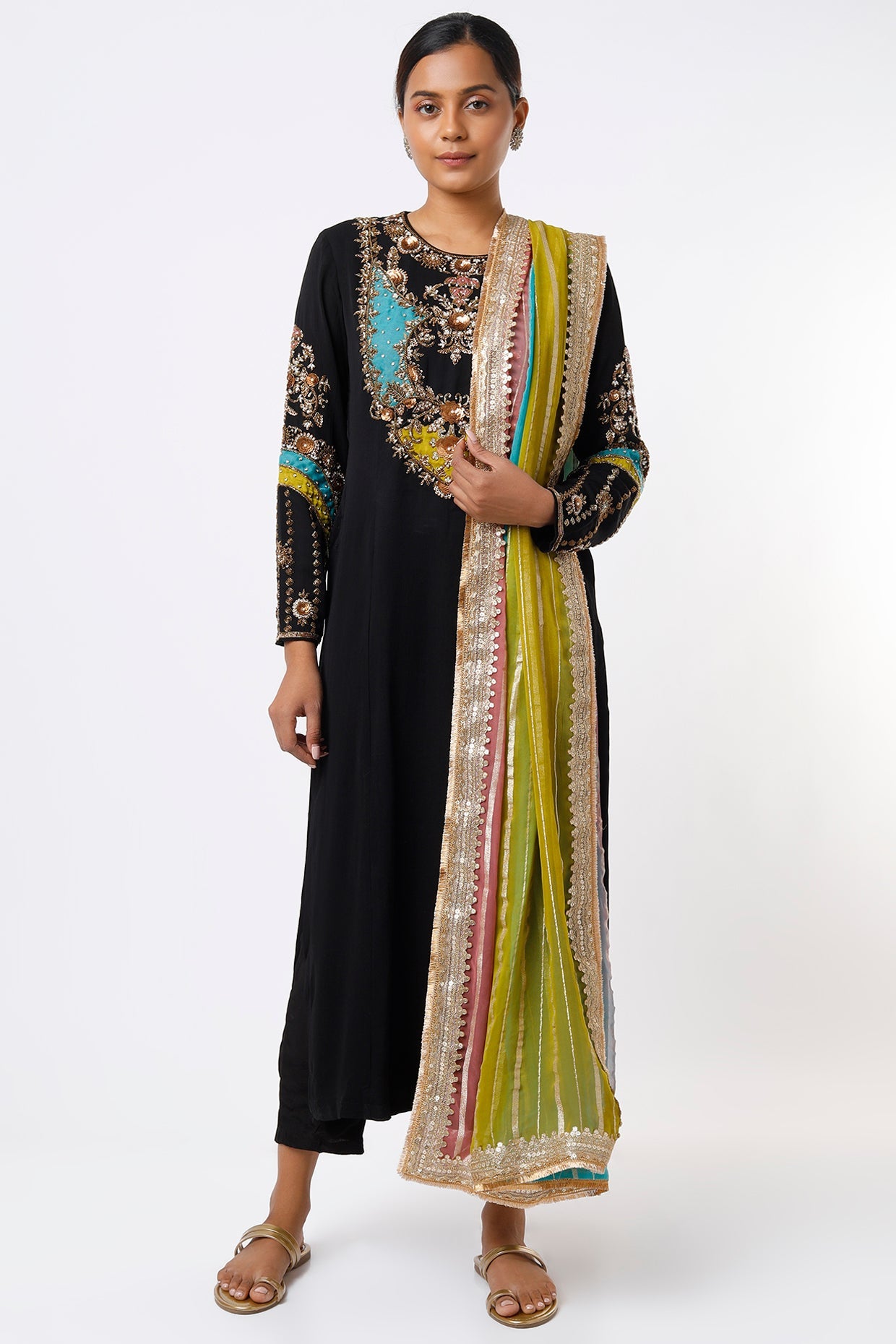 Black Embroidered Kurta Set