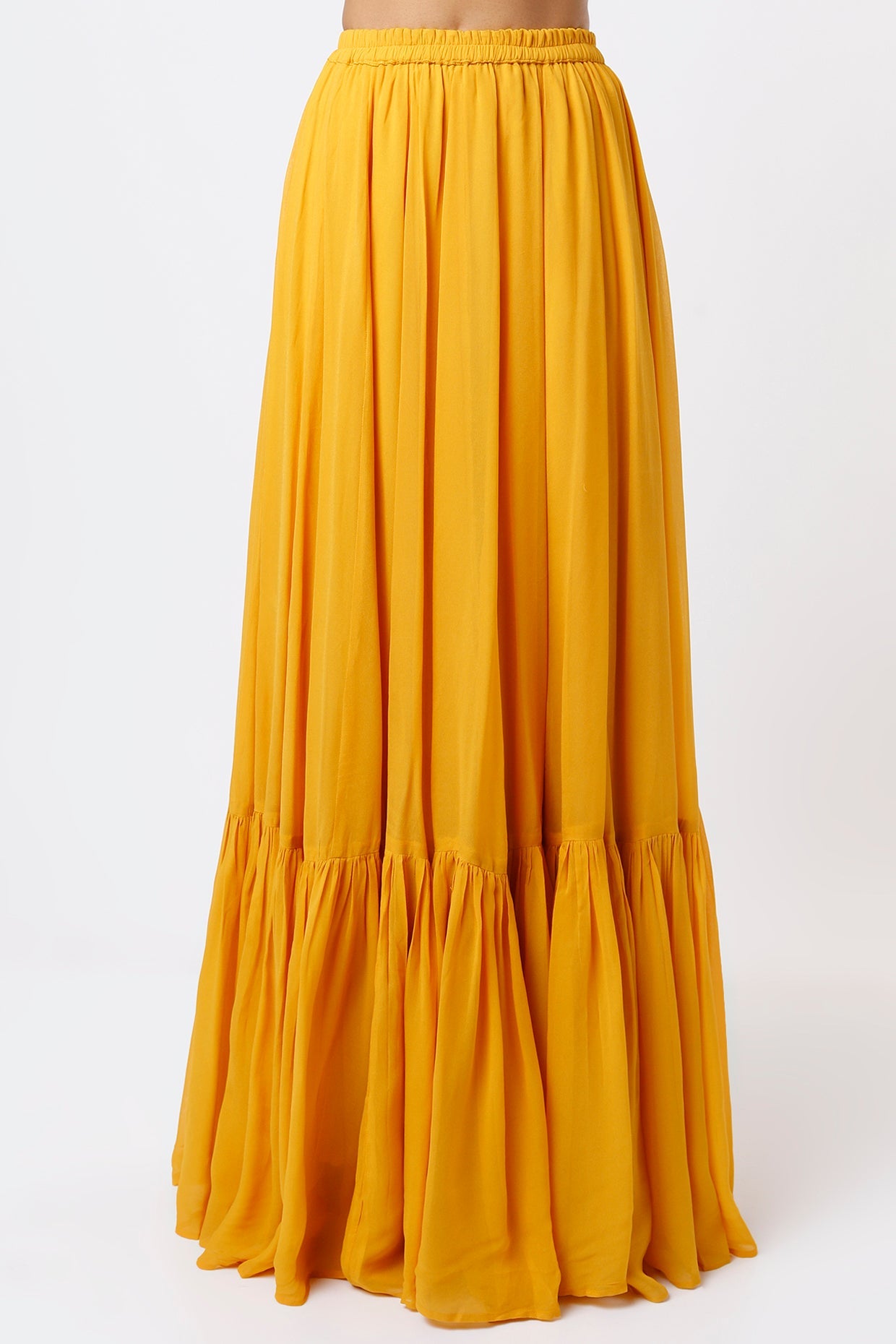 Mustard Layered Skirt Set