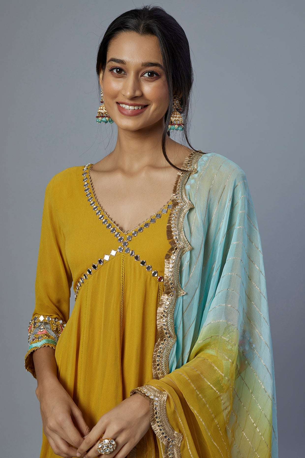 Yellow Georgette Anarkali Set