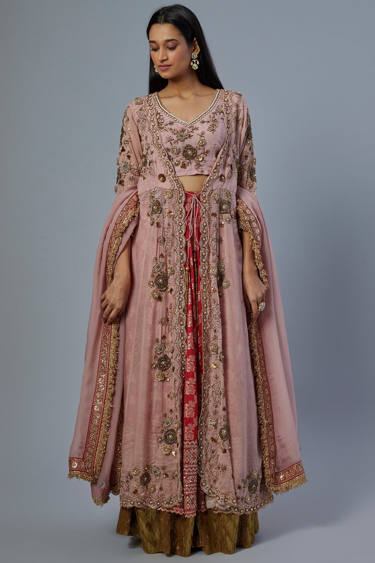 Blush Pink Embroidered Anarkali Set