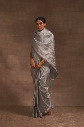 'Slaty Marmari' Tanchoi Benarasi Handloom Sari