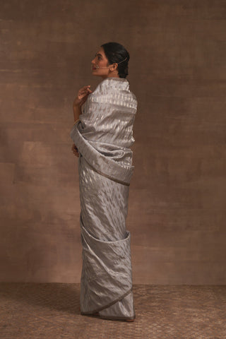 'Slaty Marmari' Tanchoi Benarasi Handloom Sari