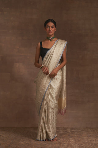 'Shwet Marmari' Tanchoi Benarasi Handloom Sari