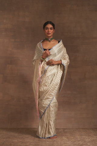 'Shwet Marmari' Tanchoi Benarasi Handloom Sari