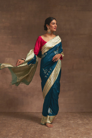 'Banno ki Bagiya' Firozi Kadhua Benarasi Handloom Sari