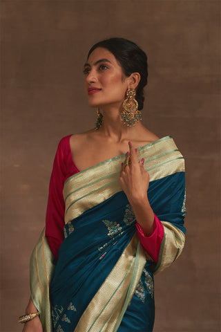 'Banno ki Bagiya' Firozi Kadhua Benarasi Handloom Sari