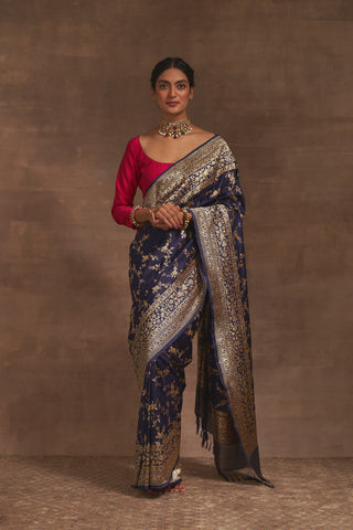 'Champai Noor' neel Benarasi Handloom Sari