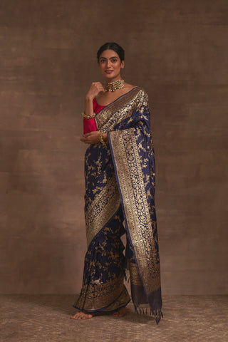 'Champai Noor' neel Benarasi Handloom Sari