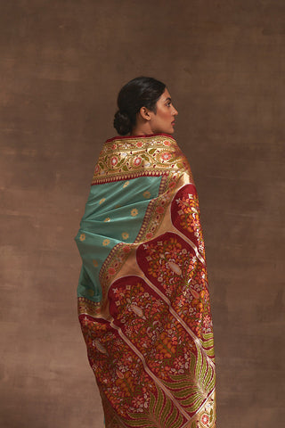 'Roop Bazar' Aasmani Kadiyal Benarasi Handloom Sari