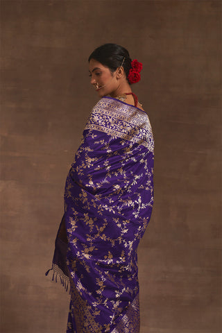 'Champai Noor' Baigani Kadhua Benarasi Handloom Sari