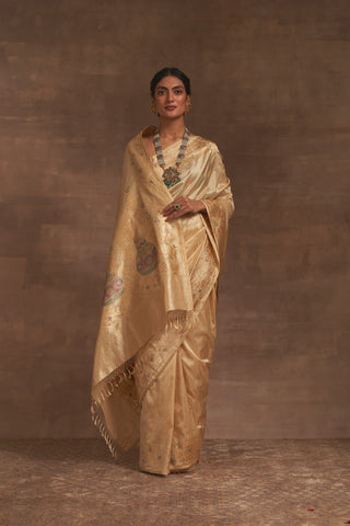 'Kumud Kilol' Badami Kadhua Benarasi Handloom Sari