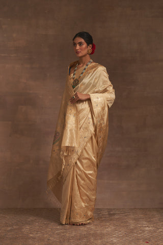 'Kumud Kilol' Badami Kadhua Benarasi Handloom Sari