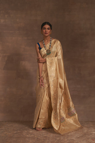 'Kumud Kilol' Badami Kadhua Benarasi Handloom Sari