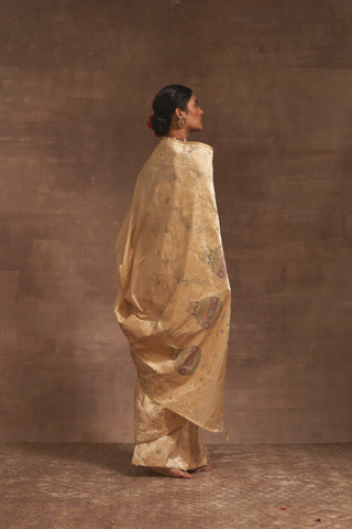 'Kumud Kilol' Badami Kadhua Benarasi Handloom Sari