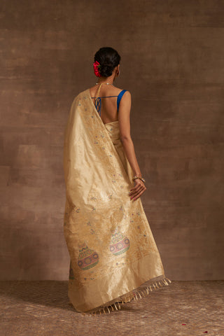 'Kumud Kilol' Badami Kadhua Benarasi Handloom Sari