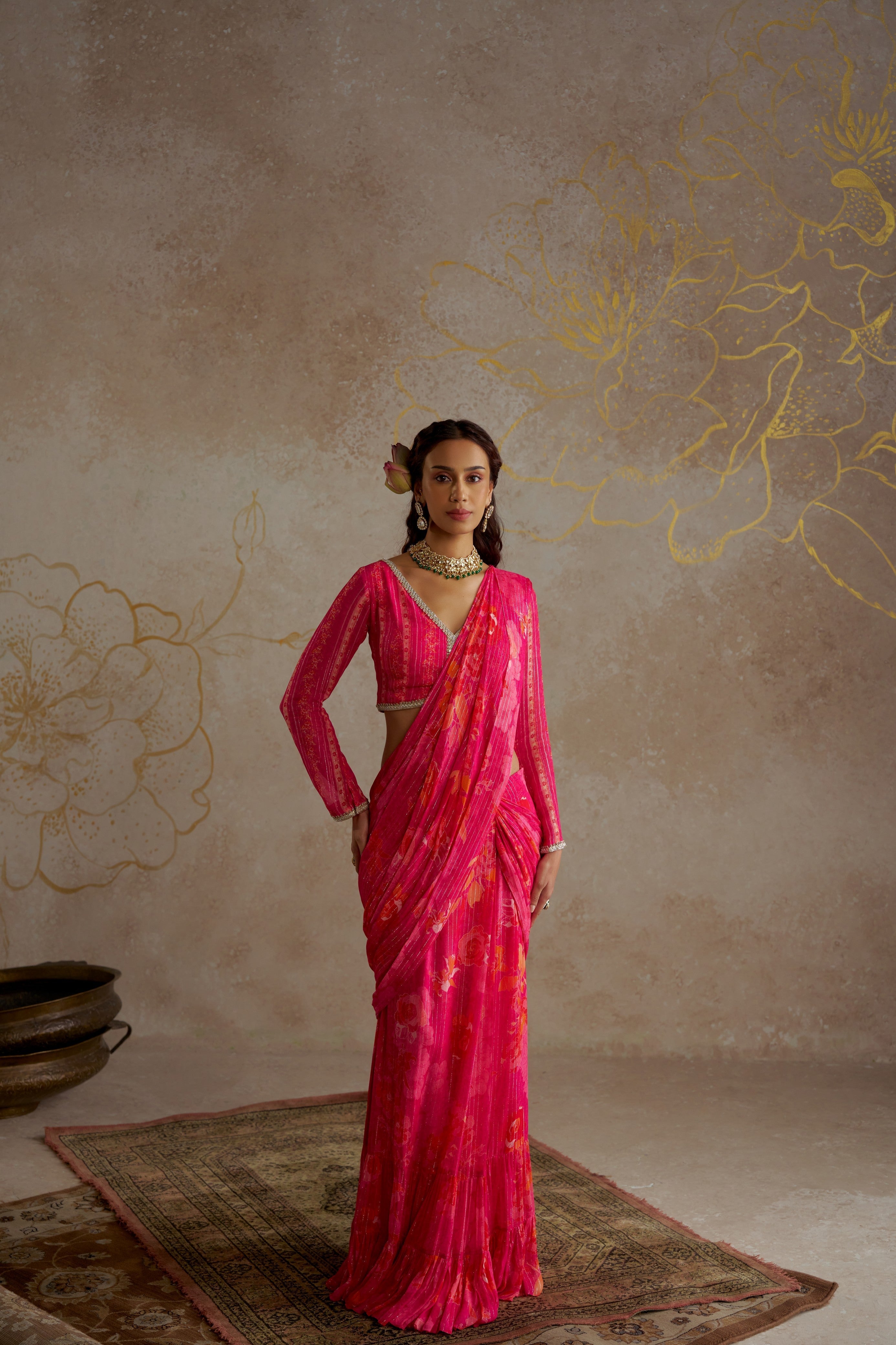 Pink Rose Saree