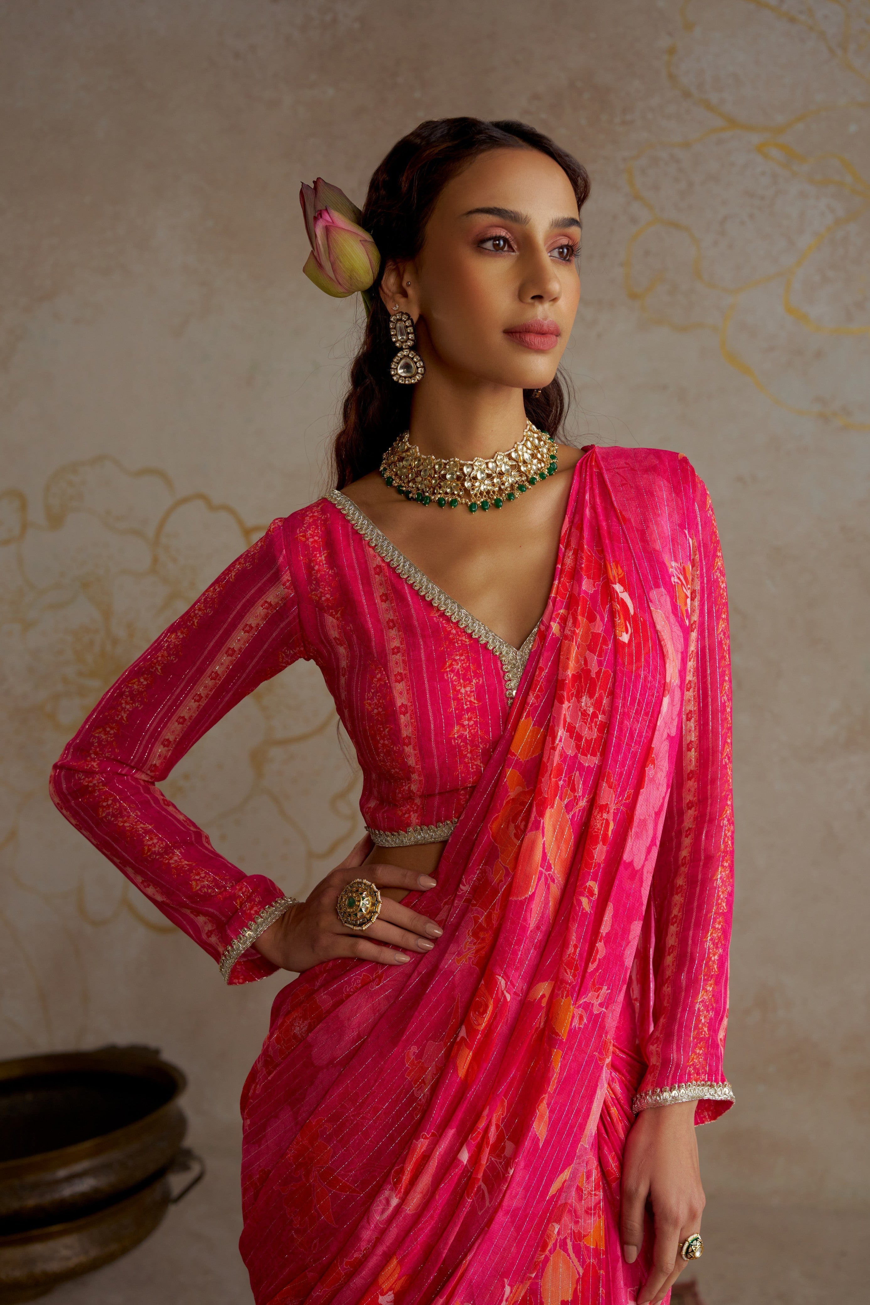 Pink Rose Saree