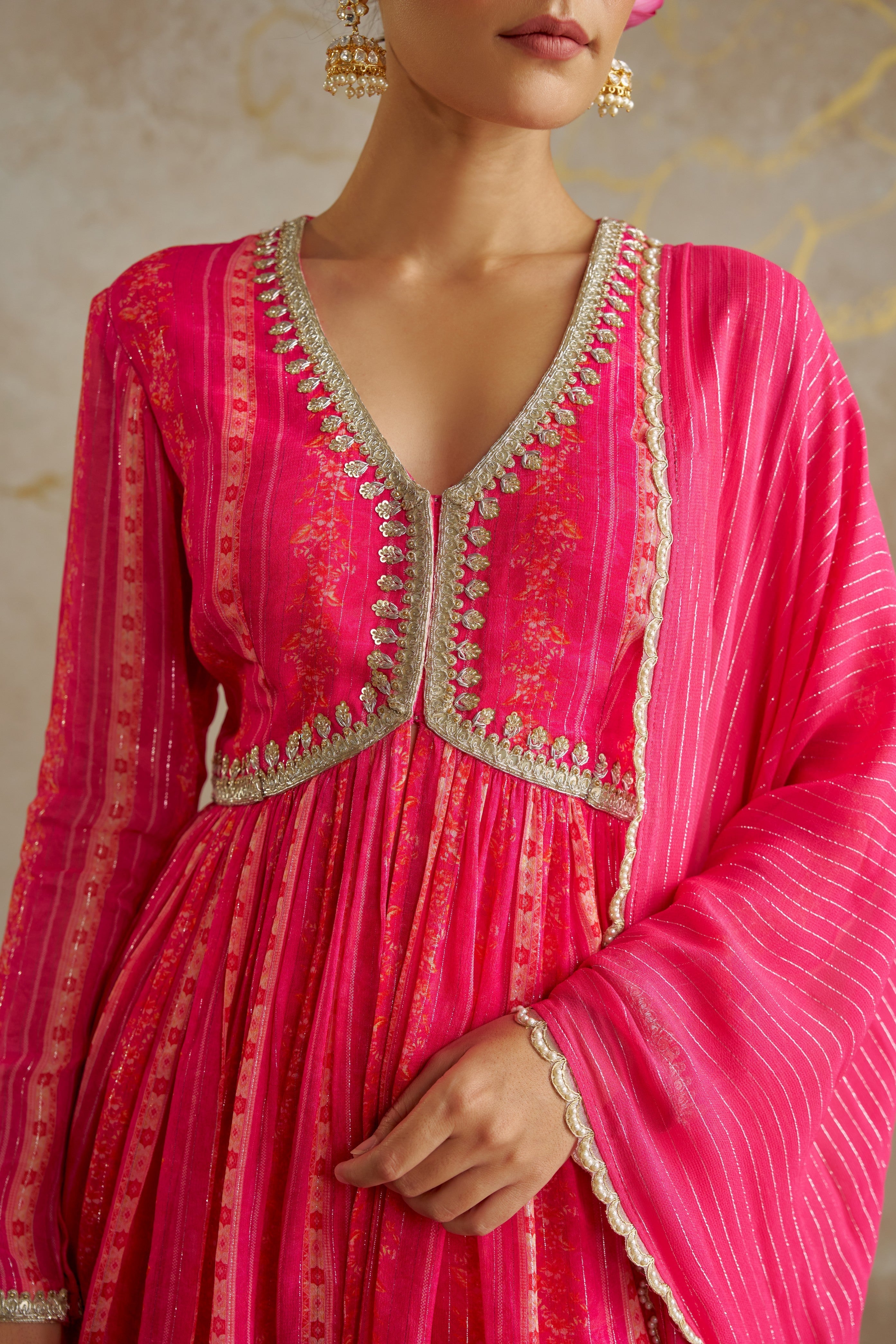 Pink Vine Sharara Set