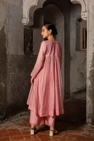 A baby pink kurta set with pants