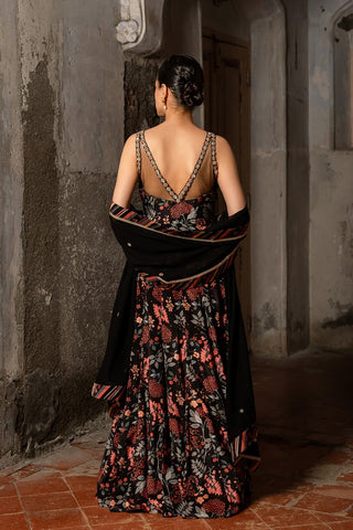 Black hand embroidered anarkali with duptta