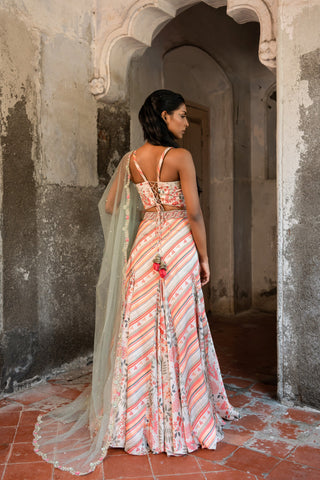 A hand embroidered lehenga set paired with blouse and duptta