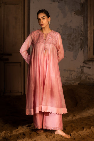 A baby pink kurta set with pants