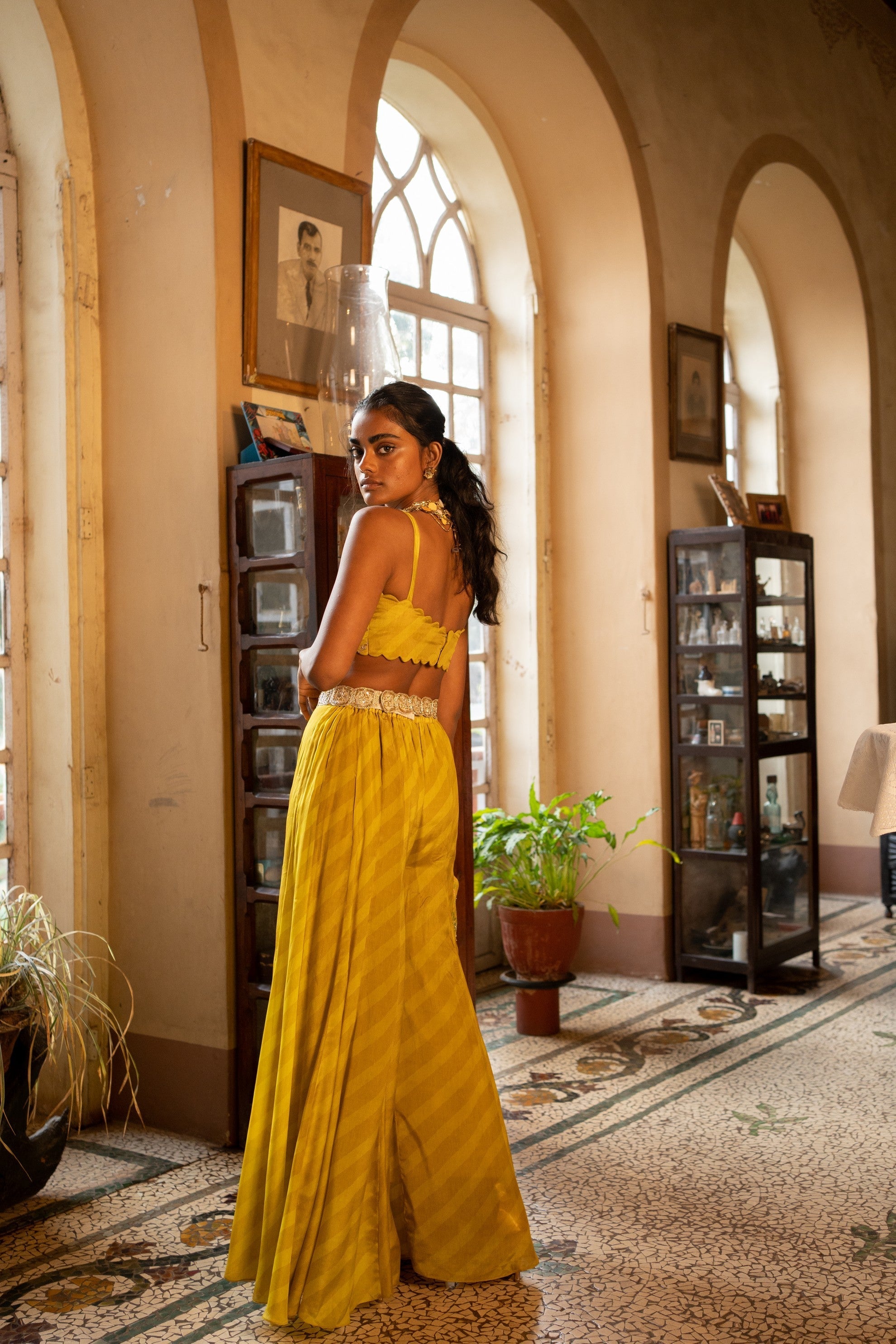 REFRESHING YELLOW TROPICAL PRINT JACKET SET