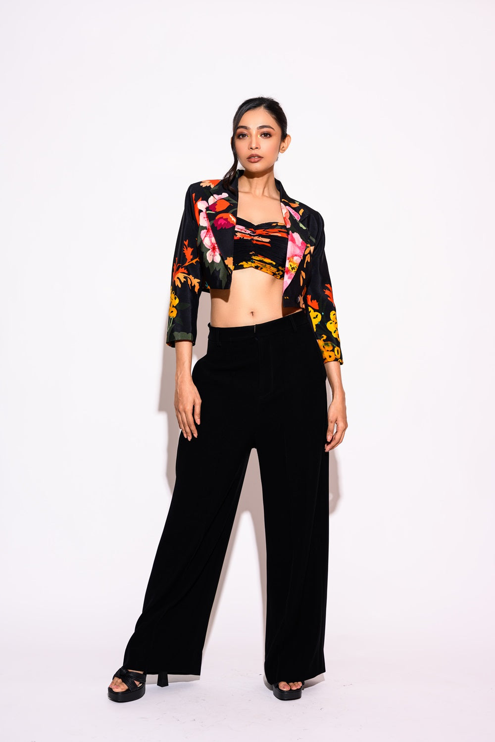 Ebony print crop blaze