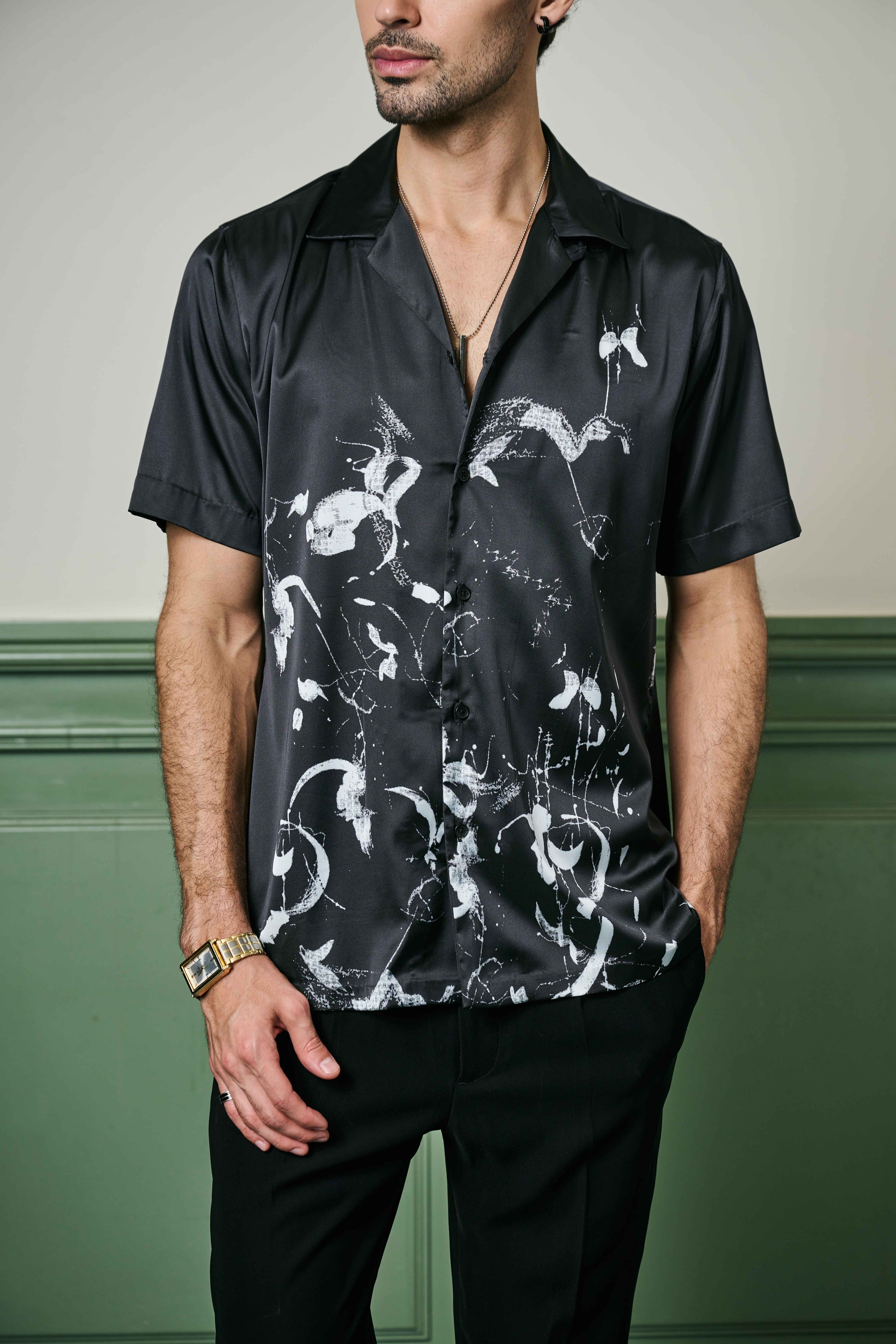 Nocturnal Brushstrokes Habutai Silk Shirt