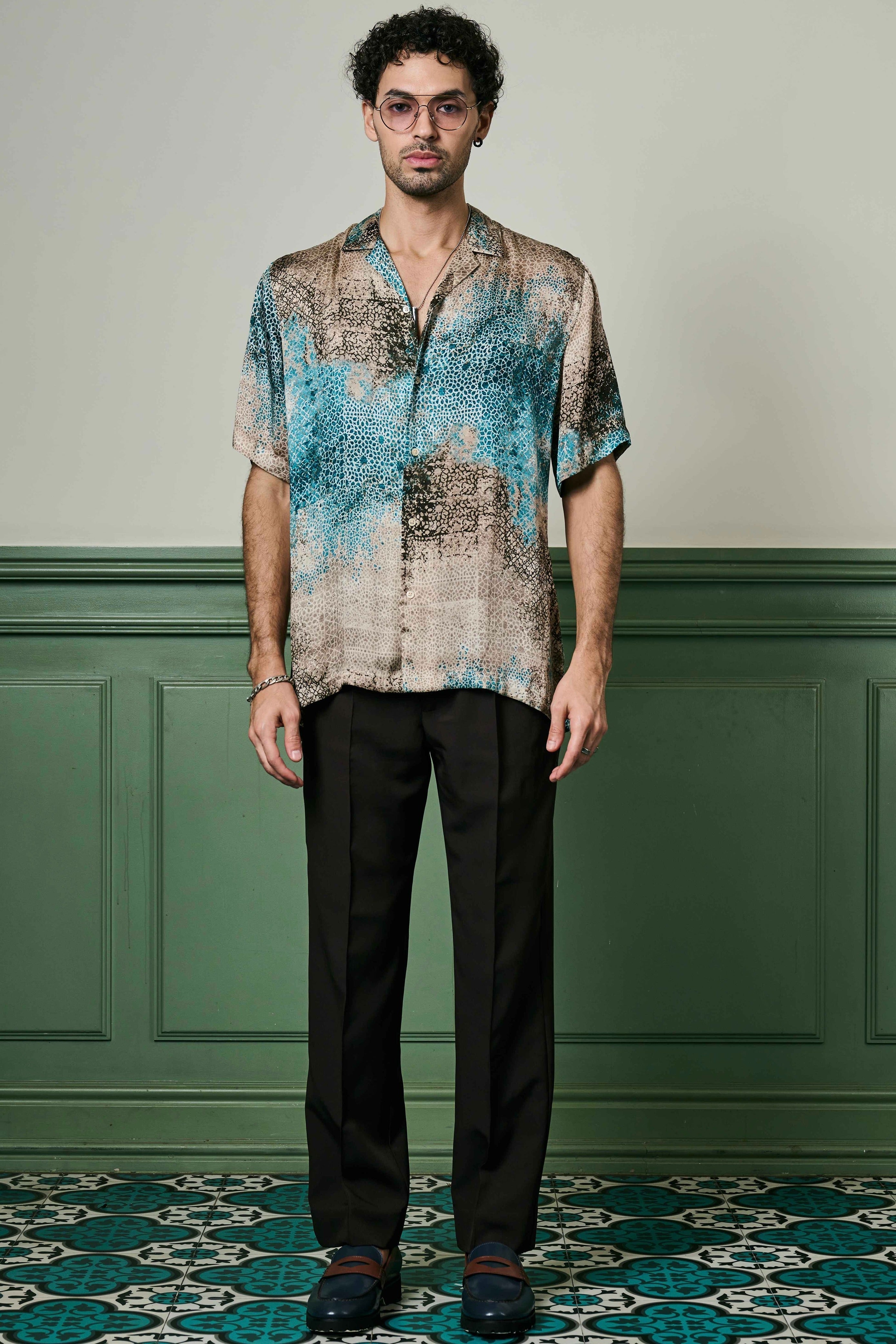 Azure Mirage Habutai Silk Shirt