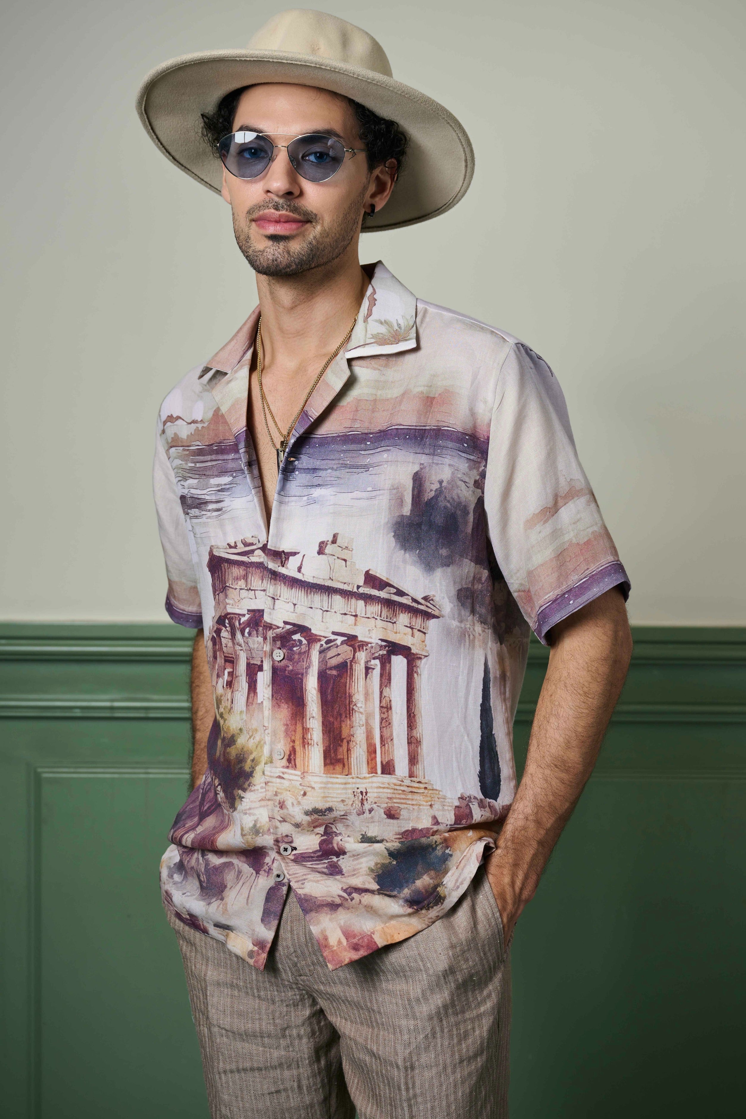 Athenian Glory Linen Cuban Shirt