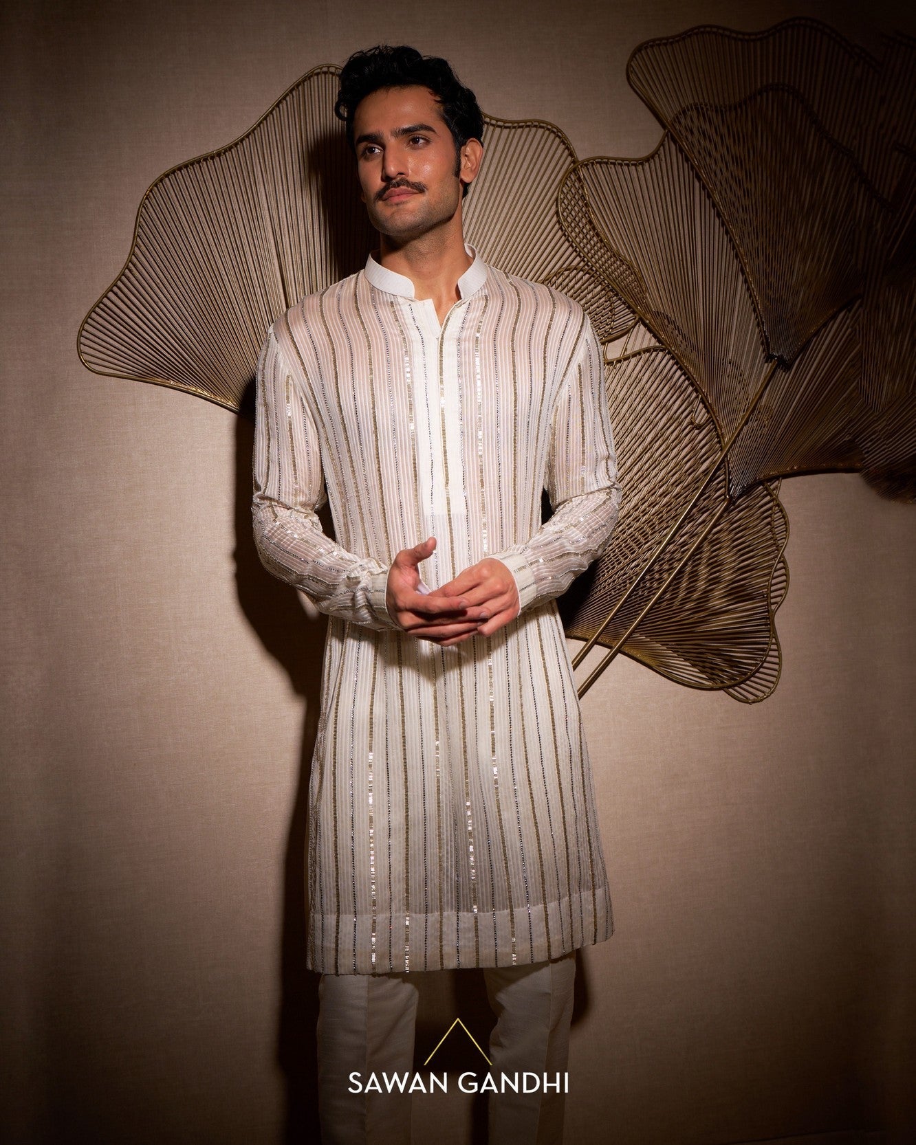 Ivory sheer organza kurta