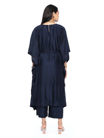 Knee length kaftan with pant and belt