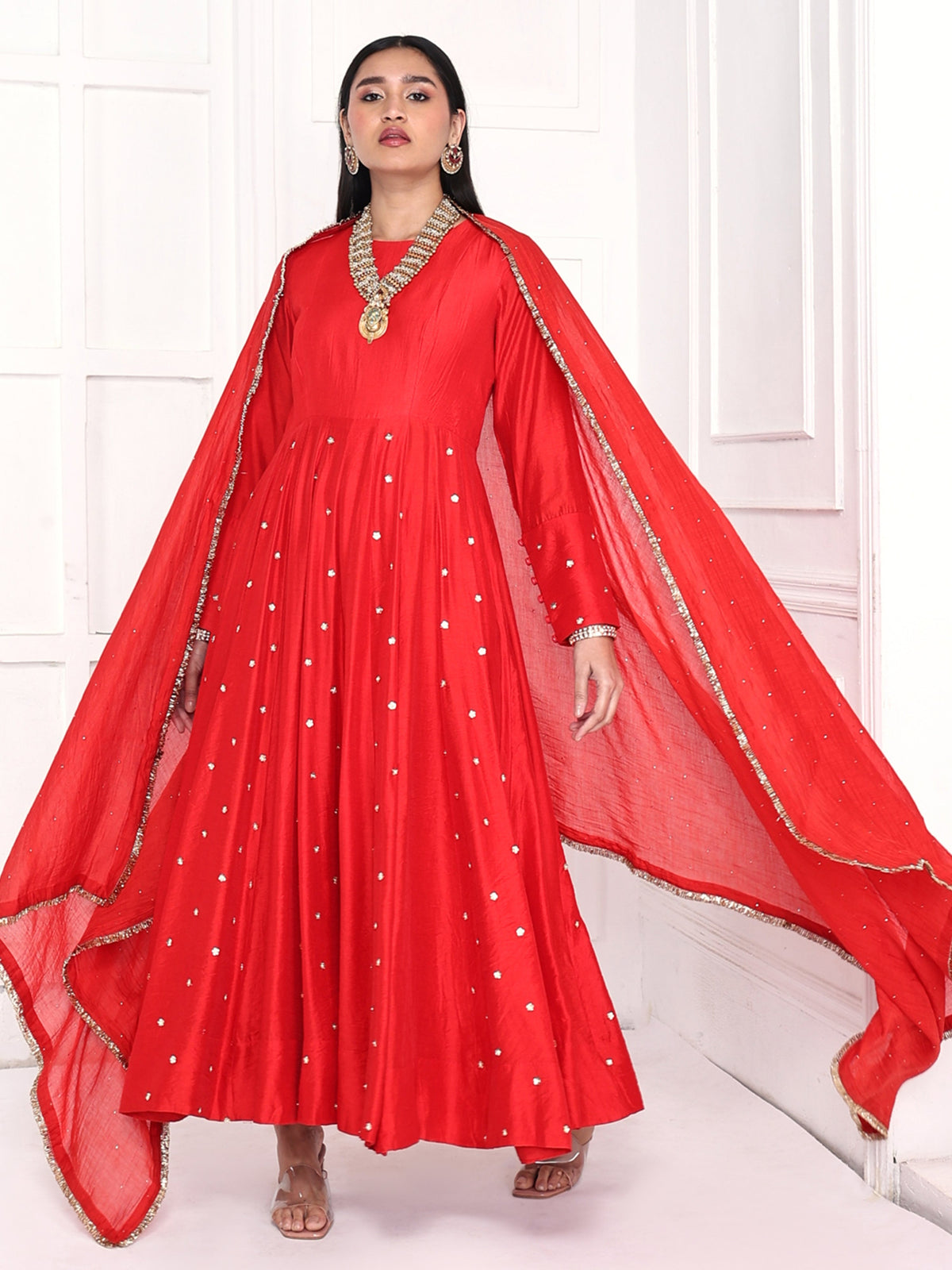 Anarkali paired with dupatta