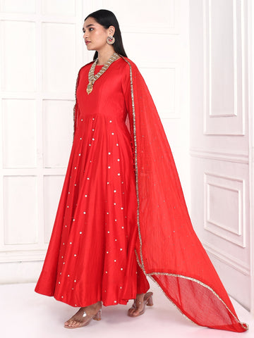 Anarkali paired with dupatta