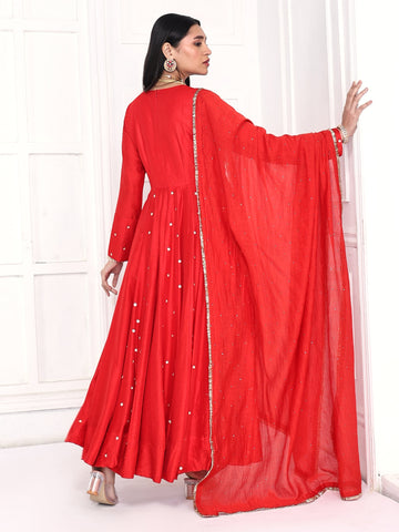 Anarkali paired with dupatta