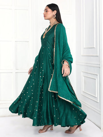 Anarkali paired with dupatta