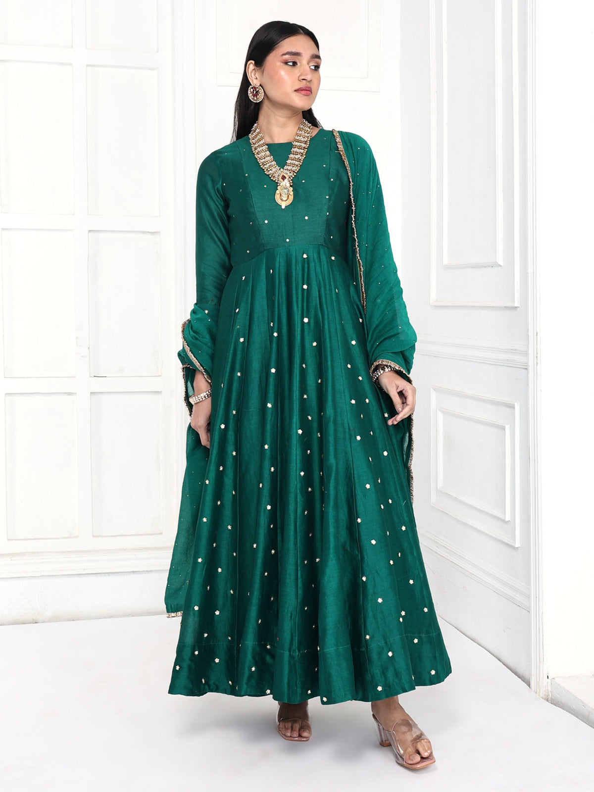 Anarkali paired with dupatta