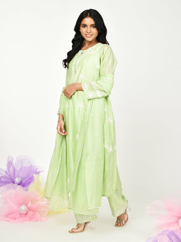 Green Kali kurta set