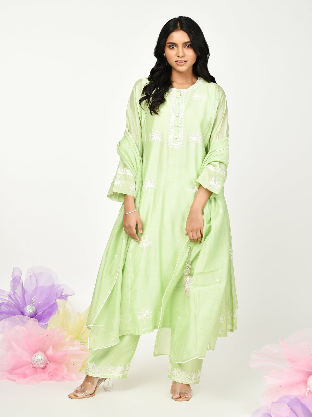 Green Kali kurta set